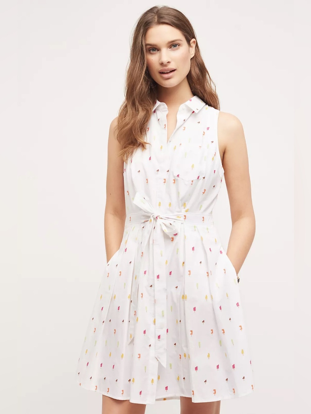 Anthropologie HD Paris Dress paleta Popsicle Sleeveless White Cotton size6